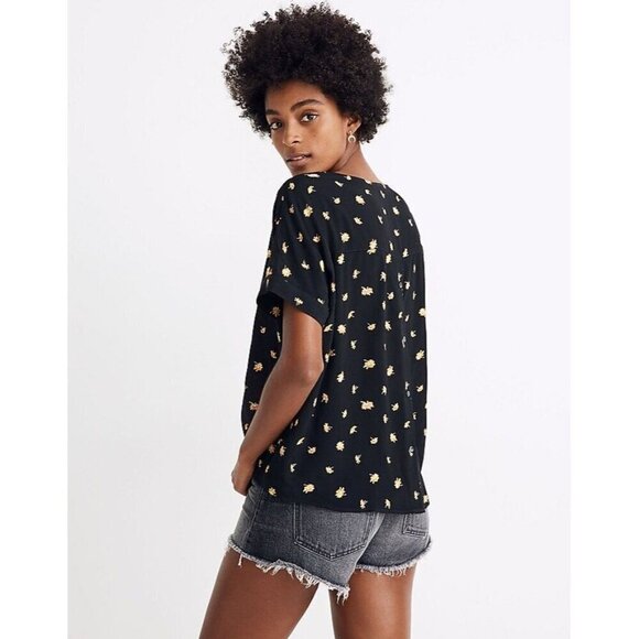 NWT Madewell Drapey V-Neck Button-Back Top‎ in French Daisies Sz XS - Picture 4 of 15